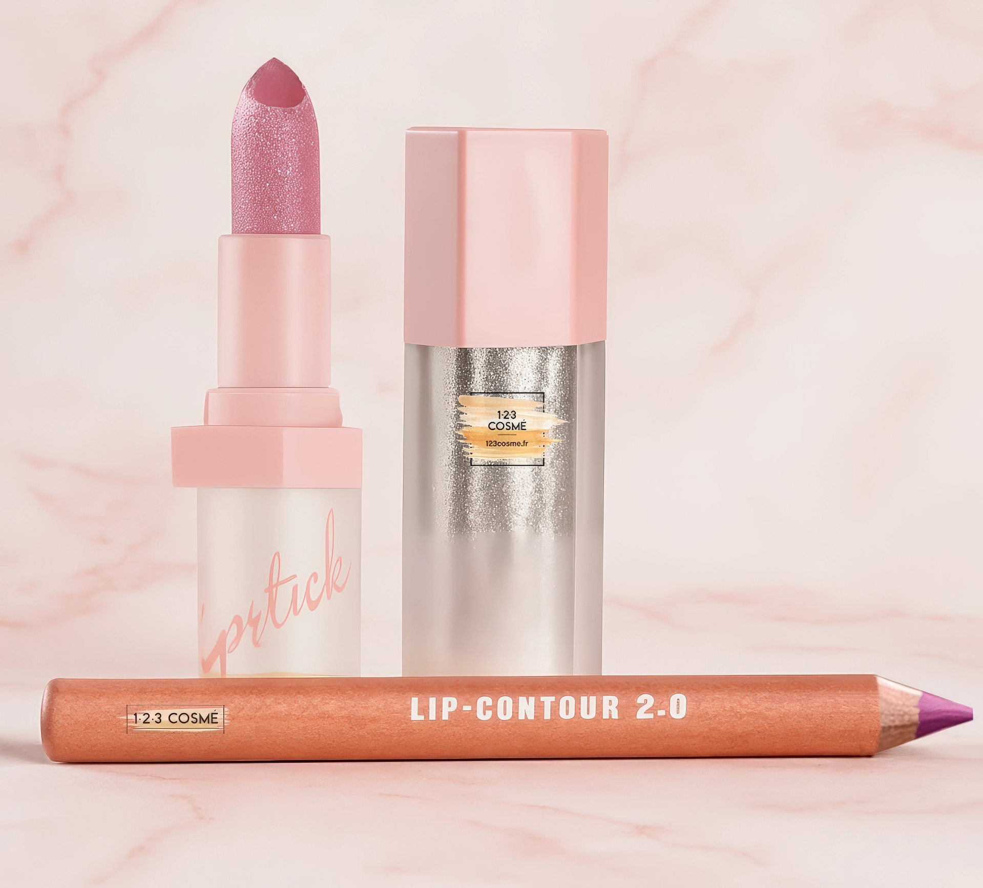 Combo à lèvres rose - maquillage pas cher des lèvres - 123 Cosmé